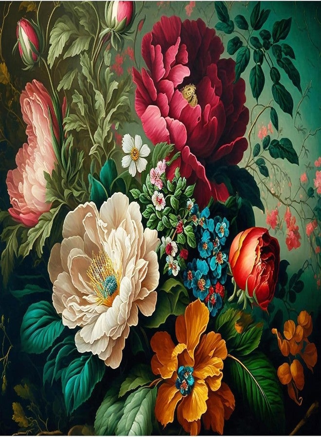 TREXEE Flower DIY Paint by Numbers Kit for Adults & Kids Canvas-Flower Adult Paint by Numbers for Adults,Flowers Acrylic Oil PNB Painting by Numbers for Adult for Gift Home Wall Decor (16X20 IN)(without frame) - Image 1